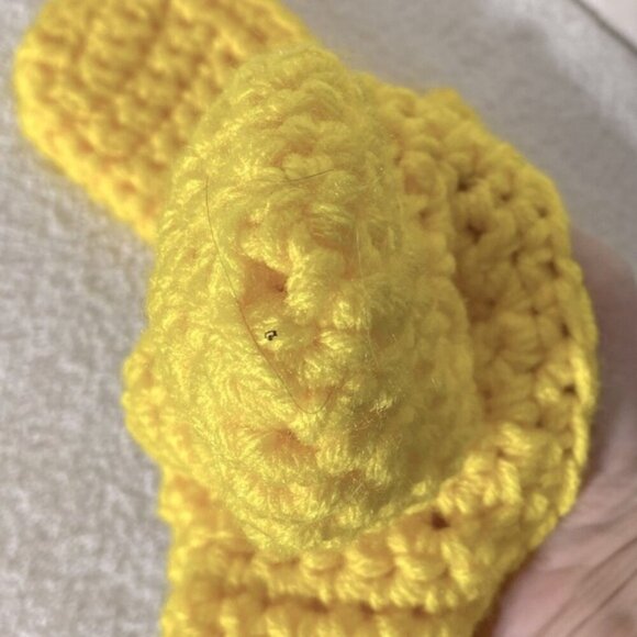 Vintage Handmade Yellow Crochet Knit Slip On Slippers - Picture 4 of 9
